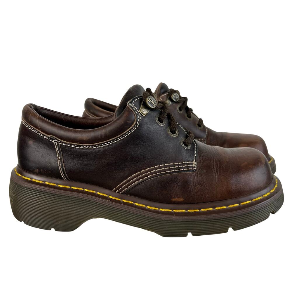 Vintage Women's Dr. Martens 3A80 Chunky Brown Leather Platform Oxford Shoes (9)